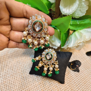 Polki Diamond & Emerald Earrings