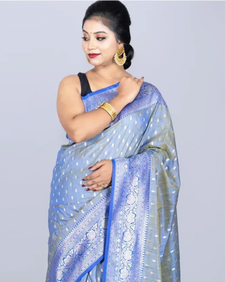 Buy Allover Blue Dual Tone Katan Silk Saree | Neeluvora