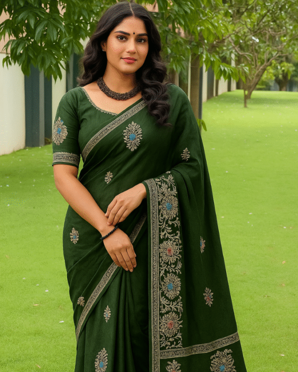 Soft Silk Saree with intricate embroidery work | By Neelu Vora