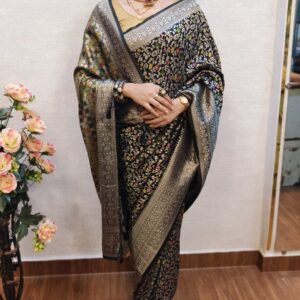 Black multi Banarasi saree