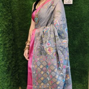 Pure Linen parsi handloom saree