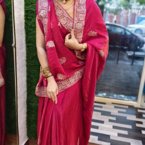 Crep Febric saree handwork