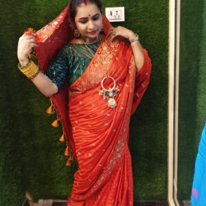 Orange Banarsi saree